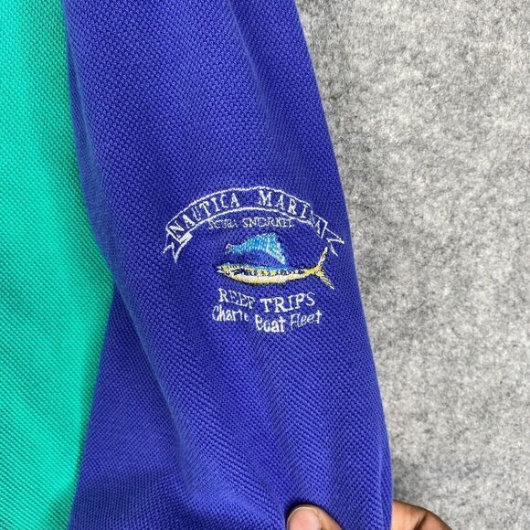 VINTAGE Nautica Sweater Mens Medium 1/4 Zip 90's Colorblock Sailing Retro - Picture 5 of 9